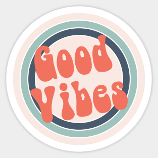 Pink And Blue Retro Good Vibes Sticker